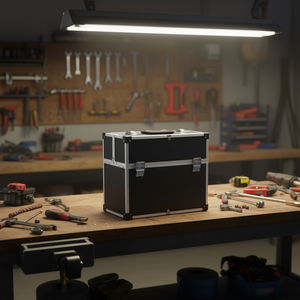 Black Aluminum Tool Case 15x8.9x13.4 Inch Shockproof <b>Storage</b> For <b>Workshop</b> Use - Product Image 2