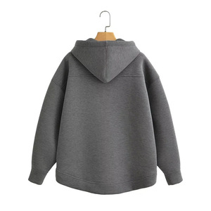 Poncho à capuche vintage pour <span class=keywords><strong>femme</strong></span>, fermeture éclair, polyester épais, élasthanne, traitement anti-froissement, non repassable, <span class=keywords><strong>parka</strong></span> d'hiver pour la rue - Product Image 2