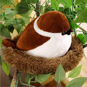 8432 Cute 3D Lifelike Plush Brown <strong>Sparrow</strong> Stuffed Toys with Birds Nest Huggable Dolls for Kids Birthday Gifts Plush Toys <strong>Sparrow</strong> - Product Image 3