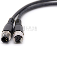 Câbles M12 5 broches un Code mâle à femelle connecteur moulé avec molette en acier inoxydable