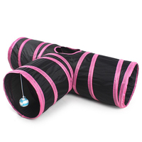 Tunnel pour animaux de compagnie en polyester pliable à 3 voies pour l'intérieur, tunnel pour chat avec boule amusante