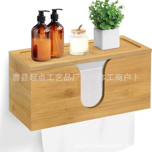 Caja de pañuelos de madera con tapa abatible, caja de almacenamiento de madera maciza para uso en el baño o escritorio. - Product Image 5