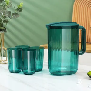 2000ml Large Capacity Jug Juice Coffee Lemon Hot Cold Water Iced Tea Kettle Cups Set Plastic AS Pitcher Sets