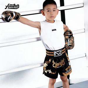 กางเกงมวยไทยคุณภาพสูง คิกบ็อกซิ่ง ไทยบ็อกซิ่ง พรีเมียม สีดำ สำหรับเด็กและผู้ใหญ่ - Product Image 1