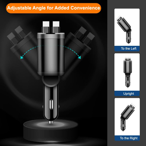 Chất lượng cao Max 100 wát sạc nhanh có thể thu vào USB Car Charger 4 trong 1 Car <span class=keywords><strong>Wireless</strong></span> Charger Loại C <span class=keywords><strong>Adapter</strong></span> với LED hiển thị - Product Image 3