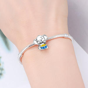 Cute and stylish DIY white brass drumming elephant <b>beaded</b> <b>bracelet</b>/jewelry pendant, perfect for women - Product Image 3