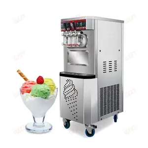Lower Noise 304 Stainless Steel agitator 68L/H Soft Ice Cream Maker Machine With One-Touch Thawing Dual compressor Double motor