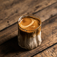 Tasse à café Xuzhen en verre rétro haut de gamme résistant à la chaleur, idéale pour le latte, le dirty flat white et l'Americano – Parfaite pour les cafés