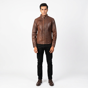 Genuine Cow Skin Leather Coated <b>Canvas</b> Jacket US Size Best High Quality Fashion Men's High Street Style Breathable - Product Image 1