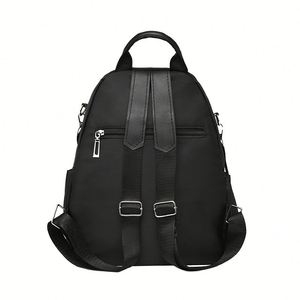 Women's Nylon Waterproof Square Backpack 20-35L Capacity Daily Use <b>Large</b> Storage Fashionable Rivet Design Zipper Closure - Product Image 2