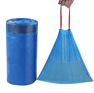Big Size Blue Drawstring Plastic Trash <b>Bag</b> Garbage <b>Bag</b> <b>Refuse</b> Sack - Product Image 1