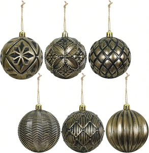 Vintage Christmas Ball Ornaments <b>Sets</b> Plastic Farmhouse Distressed Tree Decorations Shatterproof Antique Traditional Style - Product Image 2