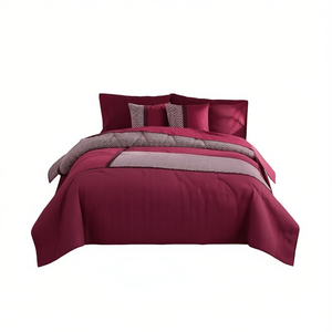 Juego de Edredón Doble Milan Wine de 2 Piezas con Patrón Geométrico de Poliéster para Todas las Temporadas - Product Image 1
