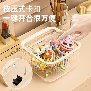 Hair Accessory <b>Storage</b> <b>Box</b> Large Capacity With Lid Desktop Organizer For Hair Ties Clips Bands Jewelry Holder - Product Image 1
