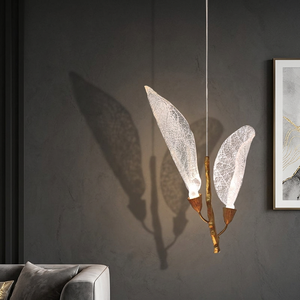 All-copper <b>Light</b> Luxury Living Room High-ceiling Villa Duplex Building Large <b>Leaf</b> Resin Crystal Chandelier Staircase Lamp - Product Image 1