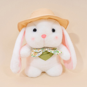 Lindo Peluche de Conejo con Gorro, Conejito Blanco de Tela Súper Suave, Alivia el Estrés, Regalo de Cumpleaños para Niños - Product Image 3