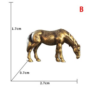 Miniatures de chevaux à longue queue en laiton antique, figurines Feng Shui, ornement animal du zodiaque en cuivre, mini artisanat de bureau, décoration intérieure - Product Image 5
