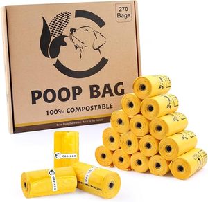 Compostable Dog Poop <b>Bags</b> Yellow Biodegradable Garbage <b>Bags</b> with Self Adhesive <b>Seal</b> Easy Open Design - Product Image 5