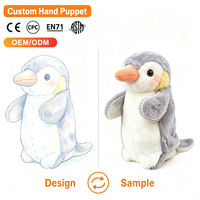 Marionnette de pingouin en peluche super douce en coton PP, personnalisable, pour marque OEM/ODM, prix d'usine, unisexe, tailles 11-30 cm