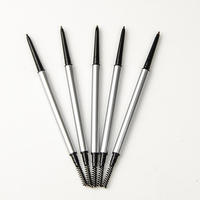Crayon à sourcils double embout 2-en-1 avec brosse, 5 couleurs, fini lisse et waterproof, marque privée