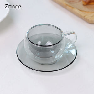 Tazas <span class=keywords><strong>de</strong></span> té y café <span class=keywords><strong>de</strong></span> Color gris <span class=keywords><strong>de</strong></span> alta calidad, platillos, diseño italiano elegante, Material <span class=keywords><strong>de</strong></span> vidrio, logotipo grabado para uso en café expreso - Product Image 5