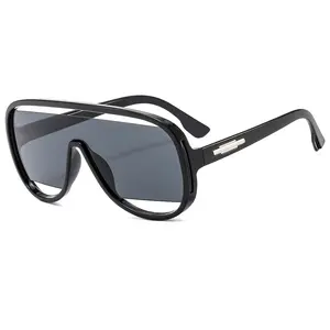 Trendprodukte 2023 Neuheiten Designer-Sonnenbrillen berühmte Marken Luxus Herren Kunststoff Übergröße hohle Einteilige Sonnenbrille