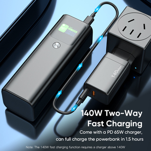 Banque d'alimentation haute capacité 24600mah PD 140W batterie externe à charge <span class=keywords><strong>super</strong></span> rapide TFT affichage intelligent chargeur portable 3 ports - Product Image 3