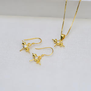 Ensemble de boucles d'oreilles et de pendentifs en argent Wenchi S925, rose, DIY, anneau ouvert actif, support vide, bijoux fins personnalisés, accessoires, série 1292 - Product Image 3