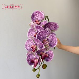 <span class=keywords><strong>Fleur</strong></span> artificielle d'orchidée violette de haute qualité DC180, toucher réaliste, pour centre de table de mariage et décoration intérieure - Product Image 1