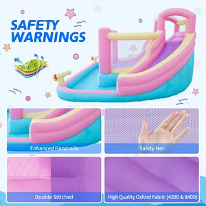 Tobogán Acuático Inflable Directo con Casa de Rebote 12.1FT x 10.3FT, Pequeño Parque Acuático con Doble Tobogán, Pared de Escalada y Juego de Baloncesto para Niños - Product Image 6