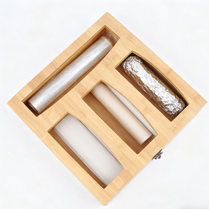 Bamboo Drawer <b>Storage</b> <b>Box</b> With Partitions 33x30x7.8cm For Food Bag Organization Home <b>Kitchen</b> Use - Product Image 3