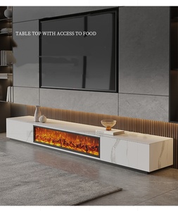 <span class=keywords><strong>Cheminée</strong></span> Électrique à LED Design <span class=keywords><strong>Moderne</strong></span> de Luxe <span class=keywords><strong>avec</strong></span> Tube Lumineux Coloré Personnalisé, Meuble TV, Table en Bois et Pierre Frittée pour <span class=keywords><strong>Salon</strong></span> - Product Image 2