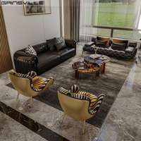Canapé en cuir véritable de luxe noir à guichet unique de haute qualité personnalisé meubles de salon canapé haut de gamme de créateur italien