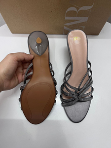 2025 primavera nuovi, sandali grigio chiaro, con finiture in strass sandali con tacco alto da donna con tacco - Product Image 5