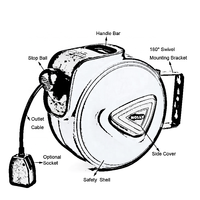 10M CE GS approuvé plafond mur montable enrouleur de câble rétractable 30FT IP20 étanche tambour électrique rouleau tuyau câble cordon bobine