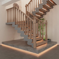 Escalier de garde-corps en verre transparent de style moderne Escaliers de grenier empilés en bois massif Duplex Villa Escaliers flottants droits Utilisation intérieure DIY