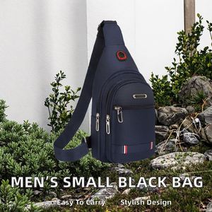 Unisex <b>Black</b> Nylon Cross-Body Sling <b>Bag</b> Fashionable Men's Daily Necessities Waterproof PU Material Polyester Zipper Letter - Product Image 2