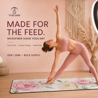 Tapis de yoga en daim Yugaland à faible entretien, antidérapant, en caoutchouc naturel, pour studio professionnel, vente en gros