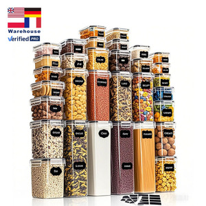Bocaux de <span class=keywords><strong>rangement</strong></span> en plastique PP de qualité alimentaire avec couvercles, 32 pièces, boîtes de conservation hermétiques, ensemble de <span class=keywords><strong>cuisine</strong></span> pour farine, céréales, spaghetti, commande minimum de 4 pièces - Product Image 1