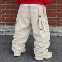 Pantalon Cargo OEMTrack pour Homme, en Coton Blanc, Style Jean, Convertible, Streetwear, Workwear, Coupe Ample et Large, Vêtement Personnalisé