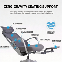 Chaise de bureau exécutive ergonomique moderne inclinable avec fonction massage, maille respirante, soutien lombaire dynamique, rotation à 360 degrés