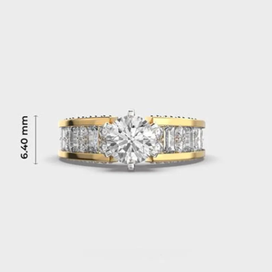 Anillo de Compromiso con Diamante Cultivado en Laboratorio de 1 Quilate, Oro Amarillo de 14K, Banda Ancha Estilo Baguette, Joyería Fina para Novia, Estilo Hip Hop, para Mujer, APRICOT JEWELS - Product Image 1