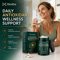 MetaRise Glutathion Liposomal 1000mg Capsules Molles Antioxydant Complément Alimentaire avec Resvératrol 60g Poids Net