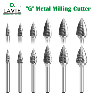 Fraise à pointe en carbure en forme d'arc Lavie 6x6x18 pour le travail des métaux, finition brillante, tige droite - Product Image 3