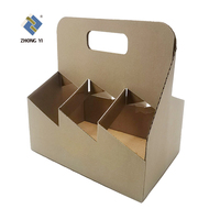 Boîte à vin en carton personnalisée avec logo, pour six bouteilles, vente en gros, économique, portable, avec poignée, emballage en papier ondulé, porte-bouteilles de bière pour 6 bouteilles