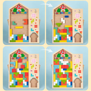 儿童益智DIY玩具木制俄罗斯积木图形配对拼图板环保木制玩具 - Product Image 4