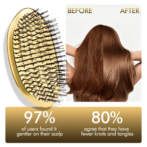 Brosse à cheveux compacte <span class=keywords><strong>rose</strong></span> Mini TwinFlex pour femmes, hommes, adolescents, enfants - Brosse à cheveux de voyage rembourrée - Product Image 4