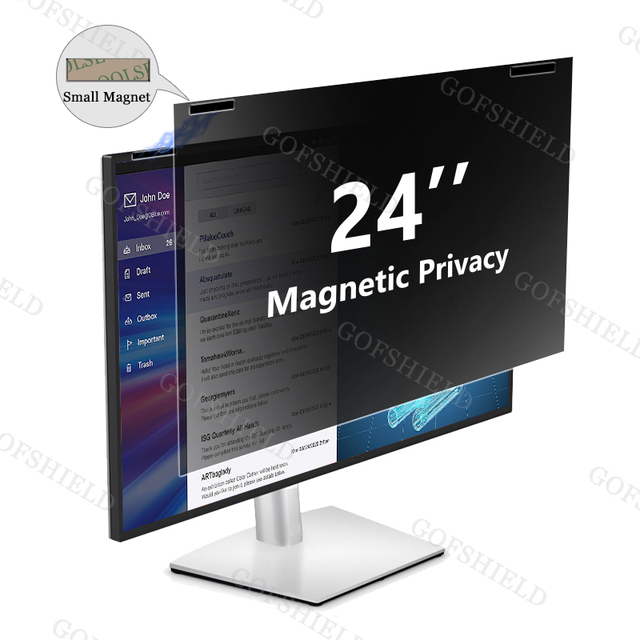 Factory Wholesale 24 Inch 180° Magnetic Privacy Filter for Monitor Screen Protector Anti Spy Anti Glare Blue Light Blocking Film