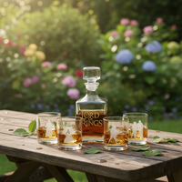 Juego de Regalo de Decantador de Whisky de Cristal con Logotipo Personalizado, con Vasos de Whisky para Bodas, Aniversarios y Promociones