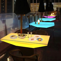 Table de barre rectangulaire transparente boîte KTV lumineuse Table basse haute populaire matériel en bois en plastique siège de carte coloré ensemble de barre lâche